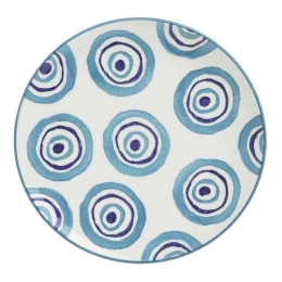 Πιατέλα Στρογγυλή Μάτι 3-60-017-0060 Φ26x2cm White-Blue Inart Κεραμικό