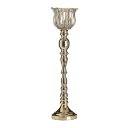 Κηροπήγιο 3-70-151-0533 Φ13x60cm Bronze Inart Μέταλλο,Γυαλί