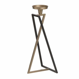 Κηροπήγιο Μεταλλικό 3-70-386-0190 17x17x44cm Black-Gold Inart Μέταλλο