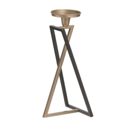 Κηροπήγιο Μεταλλικό 3-70-386-0191 15x15x38cm Black-Gold Inart Μέταλλο