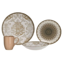 Σερβίτσιο Πιάτα Φαγητού (Σετ 24Τμχ) 6-60-022-0062 Beige-Ecru Click 24 τμχ Κεραμικό