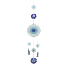 Διακοσμητικό Τοίχου Μάτι 3-70-344-0047 82cm Multi-Blue Inart Μέταλλο,Γυαλί