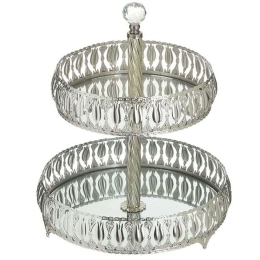 Ορντεβιέρα Διώροφη 3-70-337-0014 Φ27x27cm Silver Inart Μέταλλο