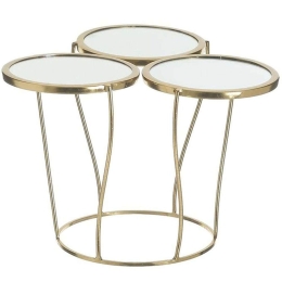 Ορντεβιέρα 3 Θέσεων Με Καθρέπτη 3-70-729-0089 Φ30x20cm Gold Inart Μέταλλο,Γυαλί