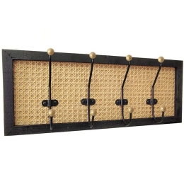 Κρεμάστρα Τοίχου 3-70-128-0006 60x8x20cm Black-Natural Inart Μέταλλο,Ξύλο