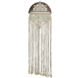 Διακοσμητικό Τοίχου Κρεμαστό 3-70-840-0010 29x2x80cm Ecru-Natural Inart Ξύλο,Σχοινί
