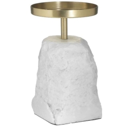 Κηροπήγιο 3-70-983-0073 Φ11x22cm Gold-White Inart Μέταλλο,Μάρμαρο