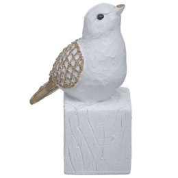 Διακοσμητικό Πουλάκι 3-70-739-0113 9x8x15cm White-Natural Inart Πολυρεσίνη