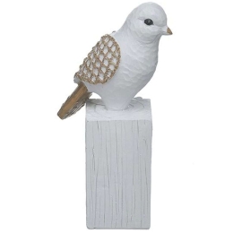 Διακοσμητικό Πουλάκι 3-70-739-0114 10x7x19cm White-Natural Inart Πολυρεσίνη