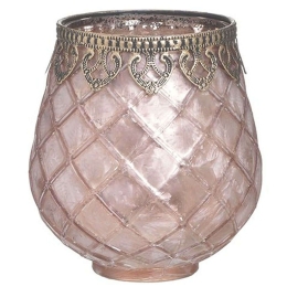 Κηροπήγιο 3-70-912-0211 Φ13x14cm Beige-Bronze Inart Μέταλλο,Γυαλί