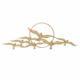 Διακοσμητικό Τοίχου Πουλιά 3-70-120-0076 106x2x38cm Gold Inart Μέταλλο