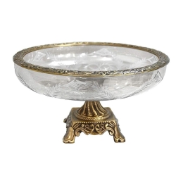 Μπωλ Διακοσμητικό Με Πόδι 3-70-124-0091 30x17 Gold-Clear Inart Μέταλλο,Γυαλί