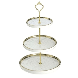 Ορντερβιέρα 3 Θέσεων 3-60-761-0001 Φ24x40cm White-Gold Inart Πορσελάνη