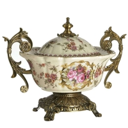 Φοντανιέρα Πορσελάνινη 3-70-151-0560 35x21x30cm Multi Inart Πορσελάνη,Μέταλλο
