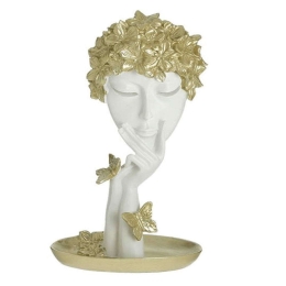 Διακοσμητικό Επιτραπέζιο 3-70-151-0632 15x10x28cm White-Gold Inart Ρητίνη