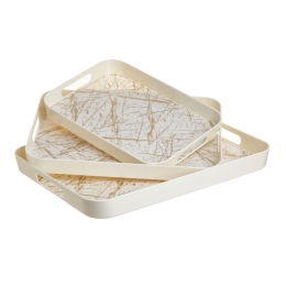 Δίσκοι Σερβιρίσματος 6-70-496-0010 (Σετ 3τμχ) 44x32x4 White-Gold Click Πολυρεσίνη