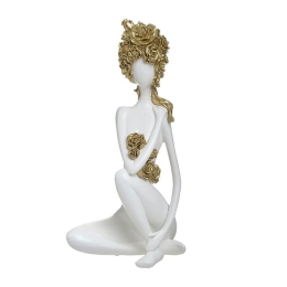 Φιγούρα Γυναικεία 3-70-547-0922 13x16x33 White-Gold Inart Πολυρεσίνη