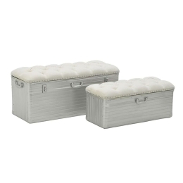 Μπαούλα 3-50-479-0087 (Σετ 2τμχ) 102x42x48 Silver-White Inart