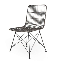 Καρέκλα Τραπεζαρίας KM 0300038 Black (45x55x85) Soulworks Rattan, Μέταλλο