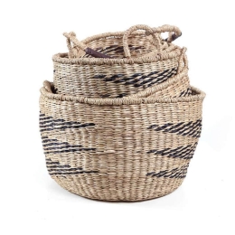Καλάθια Sandal (Σετ 5Τμχ) 0680009 (Φ40x22, Φ35x20, Φ30x18, Φ25x16, Φ20x14) Natural-Black Soulworks Seagrass