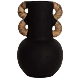 Διακοσμητικό Βάζο Kore 0750016 30x43cm Black Soulworks Πηλός