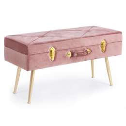Σκαμπό Polina 0720327 80x34x42 Pink Μέταλλο,Βελούδο,Ξύλο