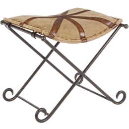 Σκαμπό Sanpark Cross 0746068 51x49x45 Black-Beige Μέταλλο, Δέρμα