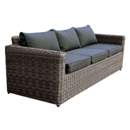 Καναπές Arizona Ε6734,3 Με Wicker Grey - Brown Και Μαξιλάρια Aνθρακί Τριθέσιος