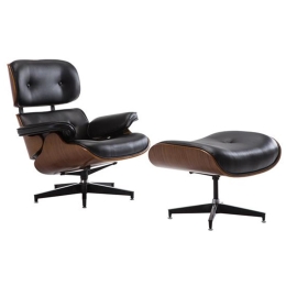 Πολυθρόνα με Σκαμπώ Relax Pu Μαύρο 87x83x89cm Ξύλο,Τεχνόδερμα