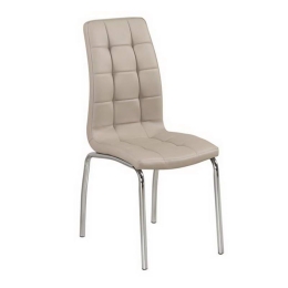 Καρέκλα Melva ΕΜ942,3 42x56x96cm Chrome-Cappuccino Σετ 4τμχ Μέταλλο,Τεχνόδερμα
