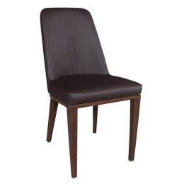 Καρέκλα Caster ΕΜ157,3 45x60x89cm Walnut-Dark Brown Σετ 6τμχ Μέταλλο,Τεχνόδερμα
