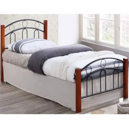 Κρεβάτι Διπλό Norton Ε8109 165x211x79/160x200cm Black Walnut Υπέρδιπλo Μέταλλο,Ξύλο