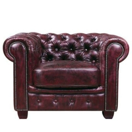 Πολυθρόνα Chesterfield 689 Ε9574,14 Δέρμα Antique Red Ξύλο,Δέρμα