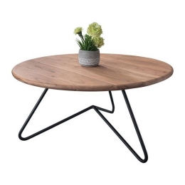 Τραπέζι Σαλονιού Boral Φ83x40cm Acacia Black ΕΑ7074 Μέταλλο,Ξύλο