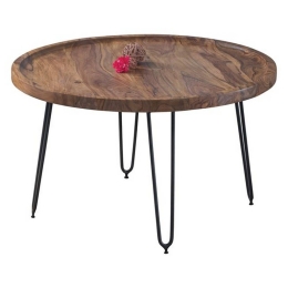 Τραπέζι Σαλονιού Matri Ακακία Natural ΕΑ7076,1 D.76xH.45cm Μέταλλο,Ξύλο
