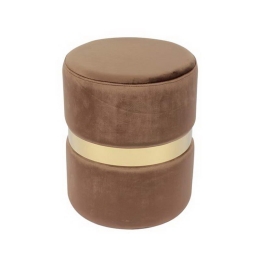 Σκαμπό Βοηθητικό Tommy Ε7037,3 D.35x43cm Gold-Brown Μέταλλο,Ύφασμα