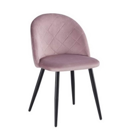 Καρέκλα Bella ΕΜ759,1 50x57x81cm Black Dirty Pink Σετ 4τμχ Μέταλλο,Ύφασμα