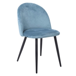 Καρέκλα Bella ΕΜ759,3 50x57x81cm Black Petrol Σετ 4τμχ Μέταλλο,Ύφασμα