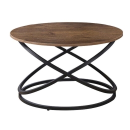 Τραπεζάκι Σαλονιού Torre ΕΜ9618 Φ79x46cm Walnut-Black