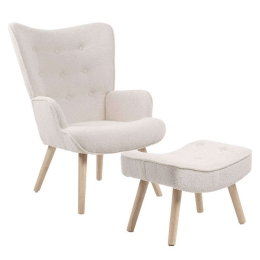 Πολυθρόνα & Σκαμπό Σετ Alma Ε7141,1 69x76x97/52x38x35cm White Velure