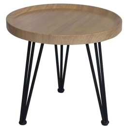 Τραπεζάκι Βοηθητικό Matrix ΕΜ9602,1 Φ50x46cm Natural-Black