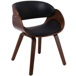 Πολυθρόνα Joy Ε7512,10 58x53x75cm Walnut-Black Ξύλο,Τεχνόδερμα