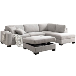Καναπές με Σκαμπό DORNO Ε9414,1 308x207/98xH91cm, 98x98x48cm Grey