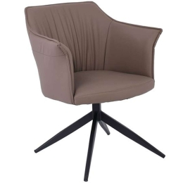 Πολυθρόνα Περιστρεφόμενη Evelyn ΕΜ718,1 64x63x80cm Cappuccino-Black Μέταλλο,Τεχνόδερμα