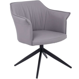 Πολυθρόνα Περιστρεφόμενη Evelyn ΕΜ718,2 64x63x80cm Grey-Black Μέταλλο,Τεχνόδερμα