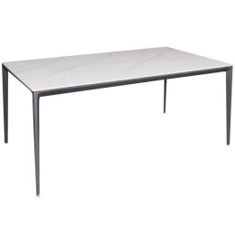 Τραπέζι Barret ΕΜ835,1 140x80x74cm Marble White-Black Aluminum,Technomarble