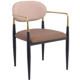 Πολυθρόνα Olive ΕΜ788,1 53x53x80cm Multi-Beige Μέταλλο,Τεχνόδερμα