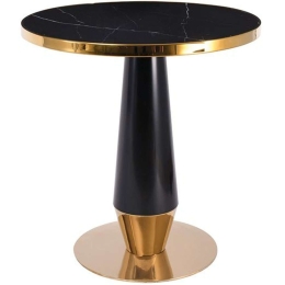 Τραπέζι Olive ΕΜ789,1 Φ70x73cm Marble Black-Gold Μέταλλο,Τεχνομάρμαρο