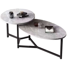 Τραπεζάκι Σαλονιού Tronic 125x60x50/40cm Grey-Black