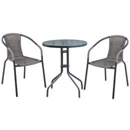 Τραπεζαρία Κήπου Baleno (Σετ 3Τμχ) Ε240,15 70x70cm/53x58x77cm Anthracite-Grey 2 Θέσεων
